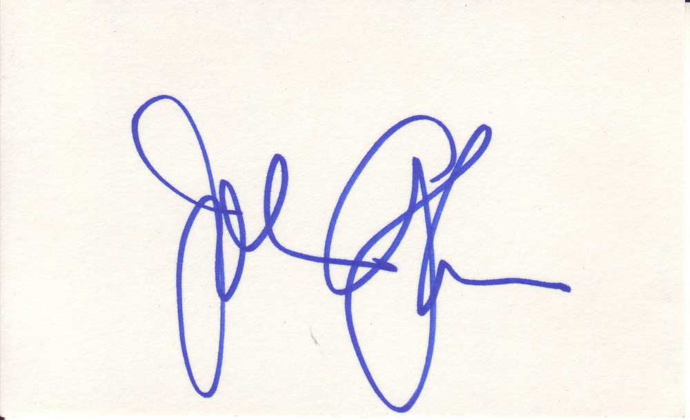 John Glover autographed 3 x 5 index card